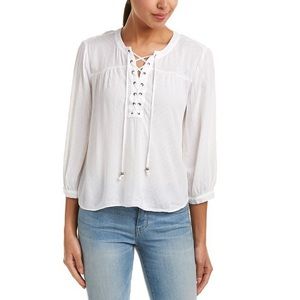 VELVET BY GRAHAM & SPENCER white lace up blouse